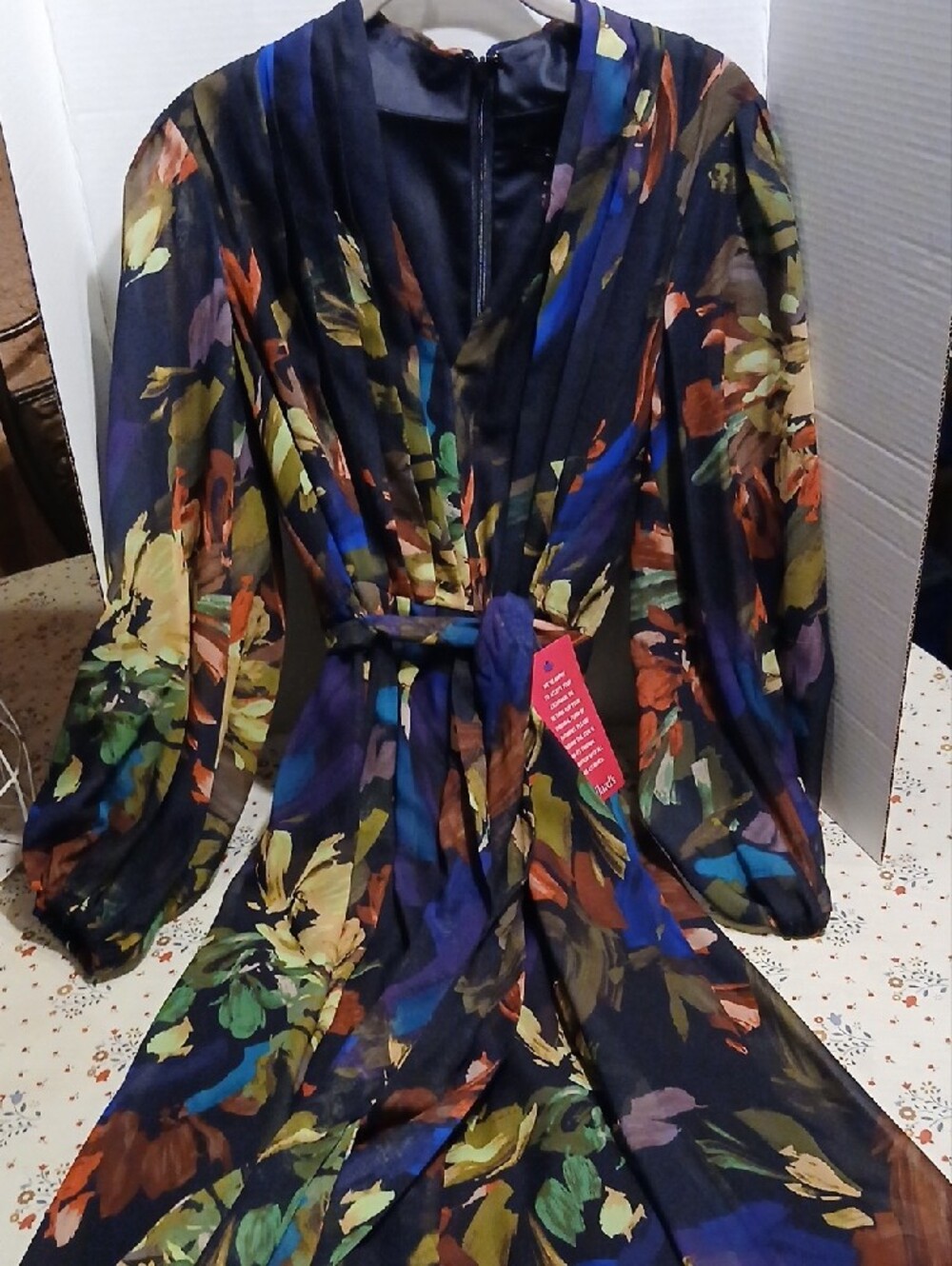 Alex Marie Navy Maxi Dress with Green, Brown & Blue Floral Print - Picture 16 of 16